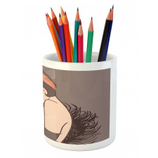 Girl with Mole Pencil Pen Holder