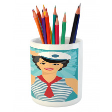 Smiling Sailor Girl Pencil Pen Holder