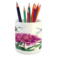 Peonies and Dragonflies Pencil Pen Holder