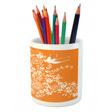 Flowers Birds Pencil Pen Holder