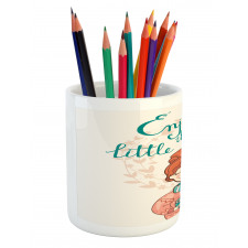 Winter Cartoon Woman Pencil Pen Holder