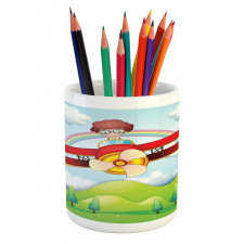 Boy in Sky Sunny Day Pencil Pen Holder