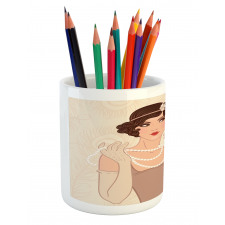 Brunette Flapper Pencil Pen Holder