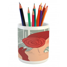 Lady with Bandana Pencil Pen Holder