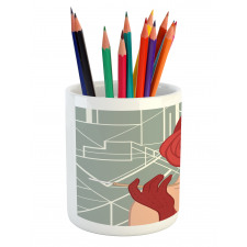 Lady with Bandana Pencil Pen Holder