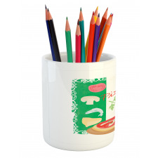 Italian Cuisine and Flag Pencil Pen Holder