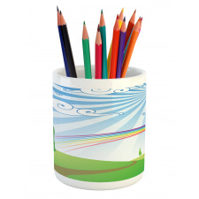 Rainbow on a Meadow Road Pencil Pen Holder