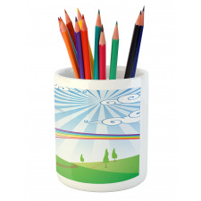 Rainbow on a Meadow Road Pencil Pen Holder