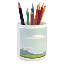 Cartoon Mountains Idyllic Pencil Pen Holder