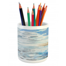 Oil Painting Beach Summer Pencil Pen Holder