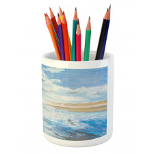 Oil Painting Beach Summer Pencil Pen Holder