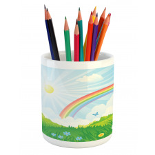 Sun and Rainbow Flowers Pencil Pen Holder