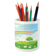 Sun and Rainbow Flowers Pencil Pen Holder