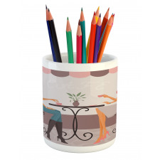 Women Having Coffee Pencil Pen Holder