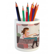 Women Having Coffee Pencil Pen Holder