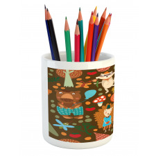 Raccoon and Butterfly Pencil Pen Holder