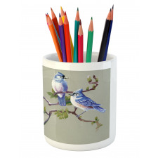 Waxwing Sparrow Bird Pencil Pen Holder