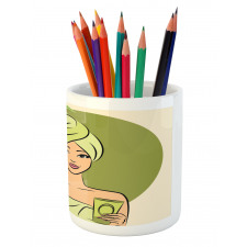 East Themed Beauty Lady Pencil Pen Holder