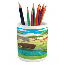 Jungle Bear Giraffe Pencil Pen Holder