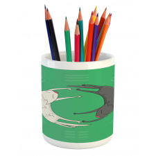 Sleeping Cats Trigrams Pencil Pen Holder