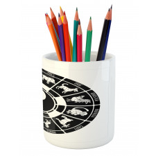 Chinese Horoscope Wheel Pencil Pen Holder