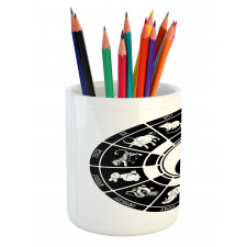 Chinese Horoscope Wheel Pencil Pen Holder