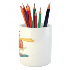 Cartoon Goat Snowboarding Pencil Pen Holder