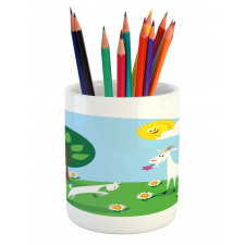 Baby Goat Playing Meadow Pencil Pen Holder