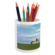 Horses Grazing Meadow Pencil Pen Holder