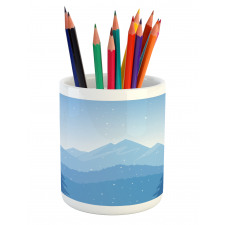 Snow Mountains Trees Pencil Pen Holder