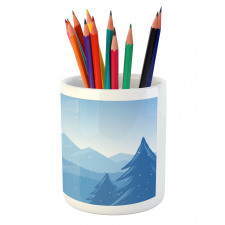 Snow Mountains Trees Pencil Pen Holder