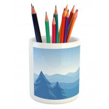 Snow Mountains Trees Pencil Pen Holder