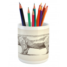 Vintage Hand-Drawn Image Pencil Pen Holder