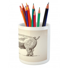 Vintage Hand-Drawn Image Pencil Pen Holder