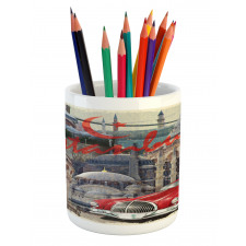 Vintage Collage Car Pencil Pen Holder