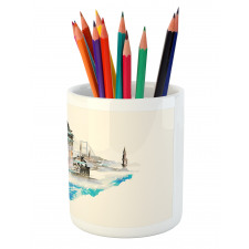 Watercolor Winter Art Pencil Pen Holder