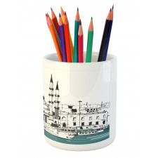 Coastal Town Harbor Pencil Pen Holder