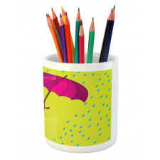 Little Girl Under Raindrop Pencil Pen Holder