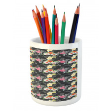 Cocktails Hibiscus Zebra Pencil Pen Holder