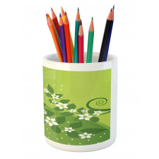 Graphic Curvy Leaves Pencil Pen Holder