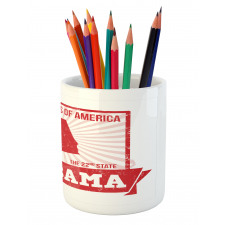 Grungy Theme State Map Pencil Pen Holder