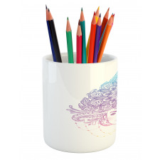 Tribal Boho Diva Floral Pencil Pen Holder