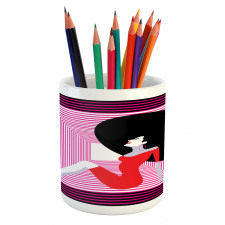 Pop Art Vintage Woman Pencil Pen Holder