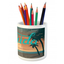 Grunge Sunset Coastline Pencil Pen Holder