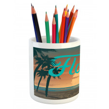 Grunge Sunset Coastline Pencil Pen Holder