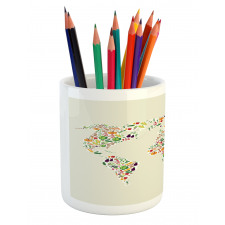 Vegetable Map of World Pencil Pen Holder