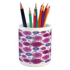 Blooming Fall Flowers Pencil Pen Holder