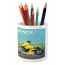 2 Bikers Racing Pencil Pen Holder