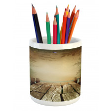 Lake and Blooming Flora Pencil Pen Holder