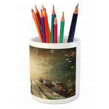 Lake and Blooming Flora Pencil Pen Holder